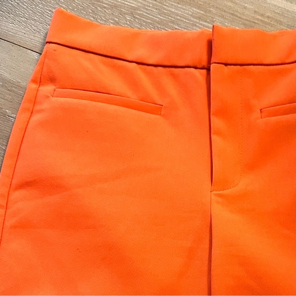 NWOT RARE Zara Bright Orange Straight Leg Pants Size XS - Picture 4 of 11